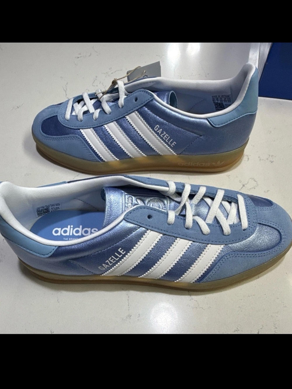 Adidas Gazelle Indoor Blue Metallic Shoes Women 8.5 / Men 7.5 JS1407